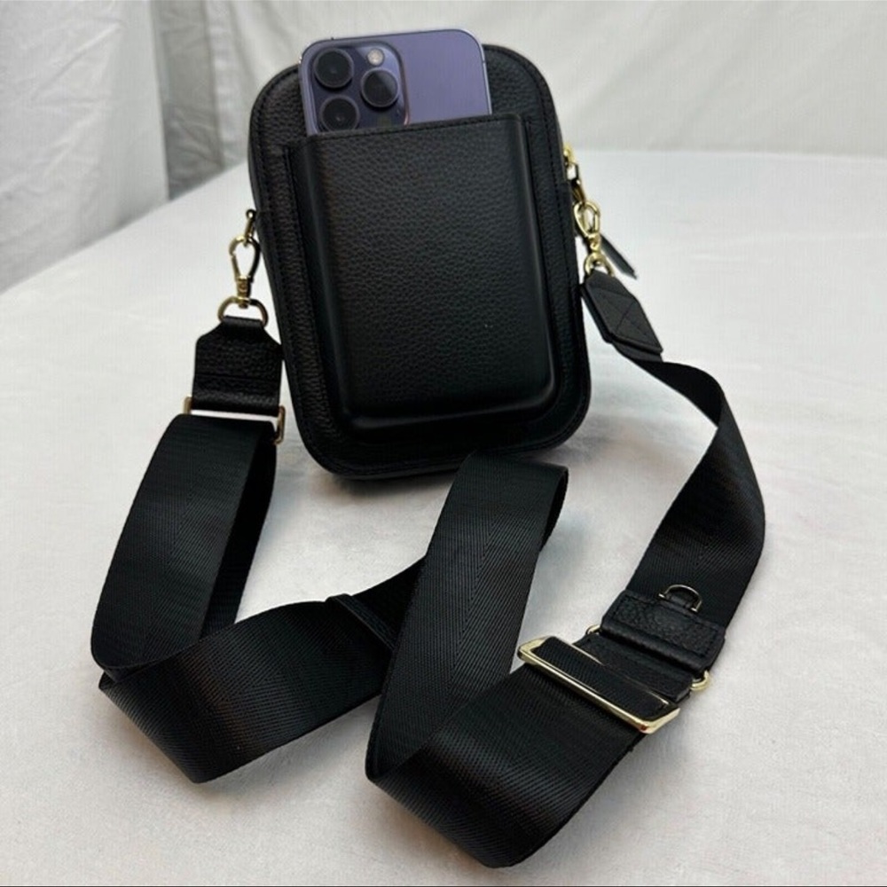 Bandolier Dani Crossbody Bag with Holster Leather Black/Gold for All iPhone Size